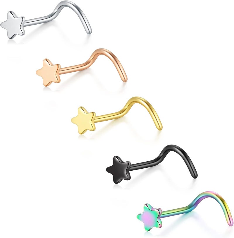 D.Bella 18G 20G Nose Studs Stainless Steel Screw Nose Rings Studs Nostrial Piercing Jewelry for Women Men 1.5MM 2MM 2.5MM 3MM - Image 2